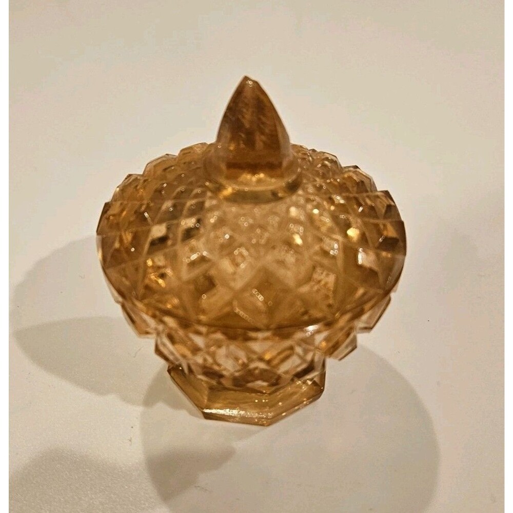 Antique Boyd Glass Amber Orange Vaseline Depression Trinket Ring Dish - FLAW